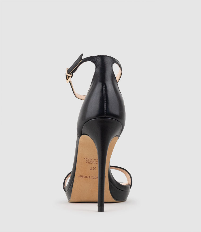 WALLIS110 Fine Strap Sandal in Black Calf - Edward Meller