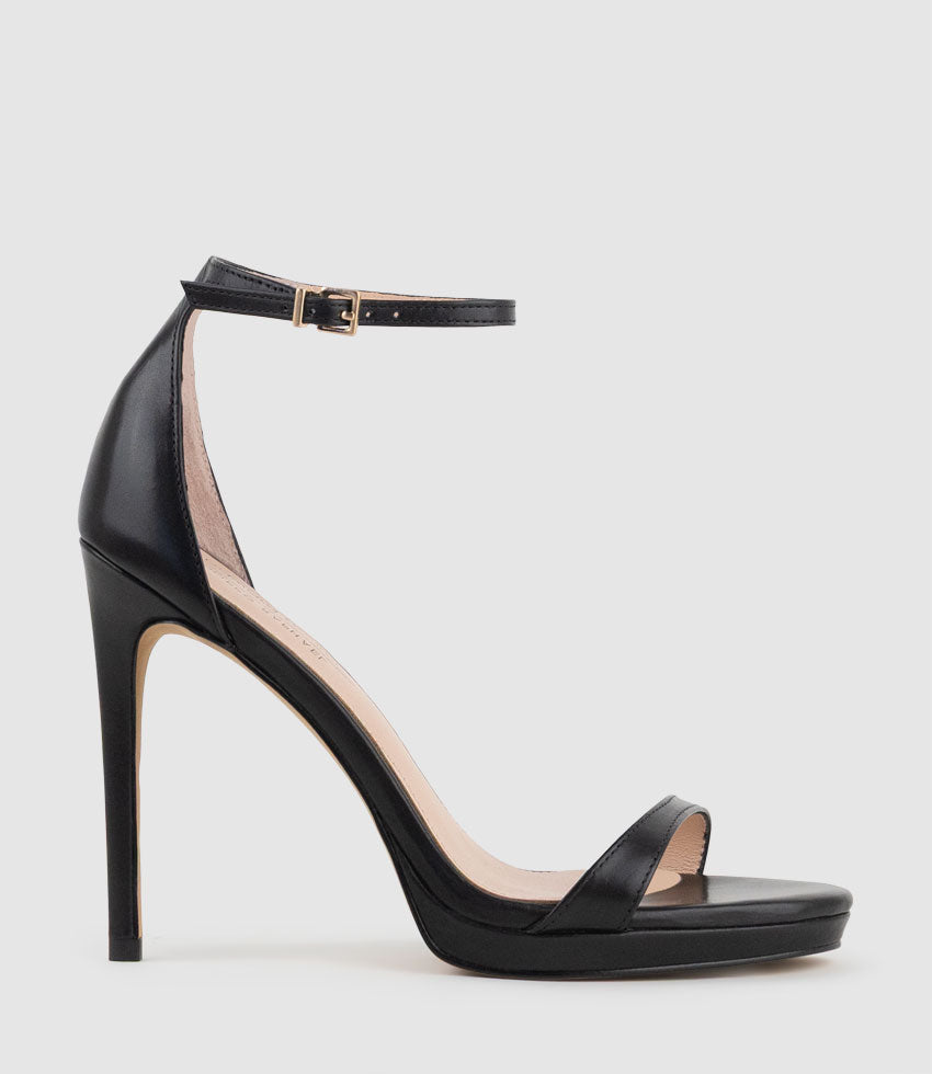 WALLIS110 Fine Strap Sandal in Black Calf - Edward Meller