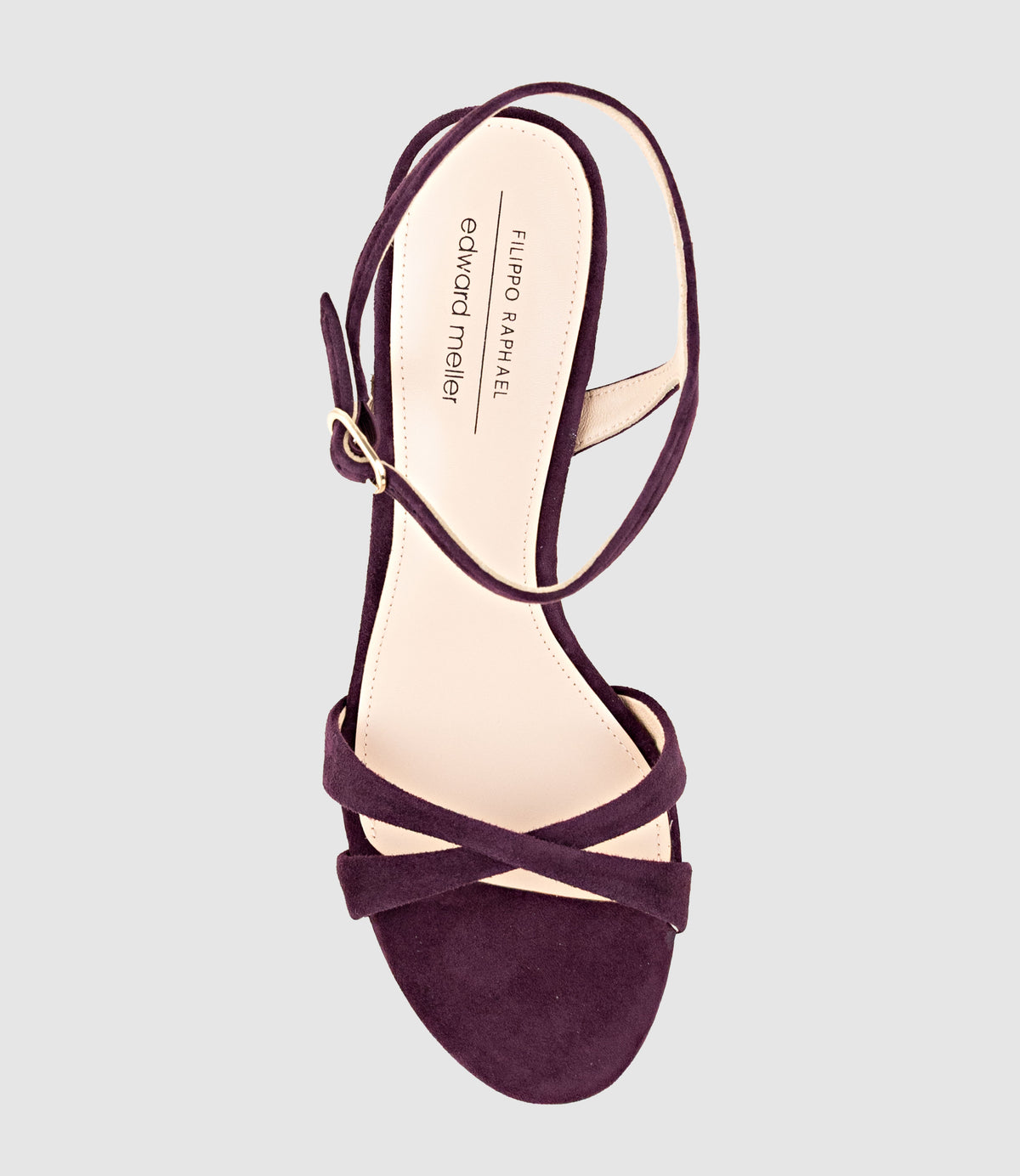 WALTZ110 Crossover Platform Sandal in Eggplant Suede - Edward Meller