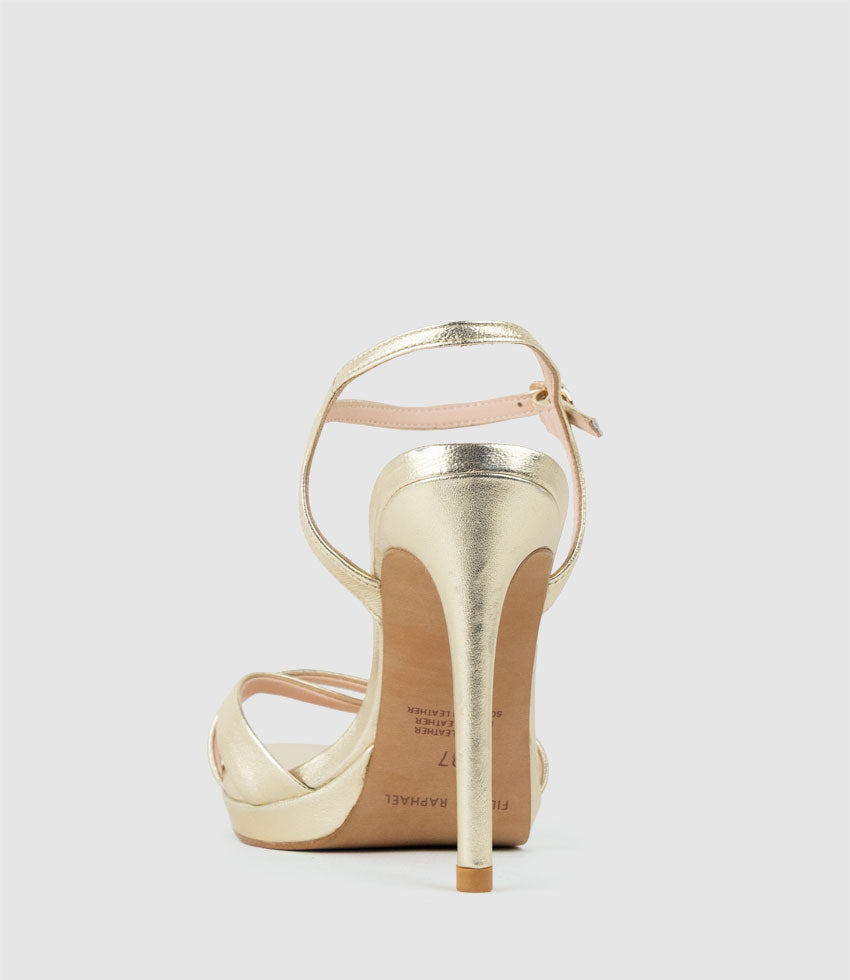 WALTZ110 Crossover Platform Sandal in Pale Gold - Edward Meller
