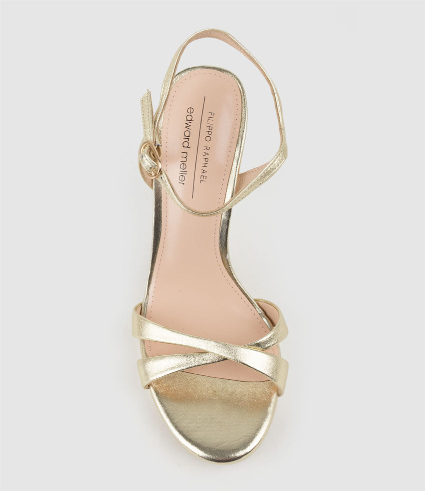 WALTZ110 Crossover Platform Sandal in Pale Gold - Edward Meller