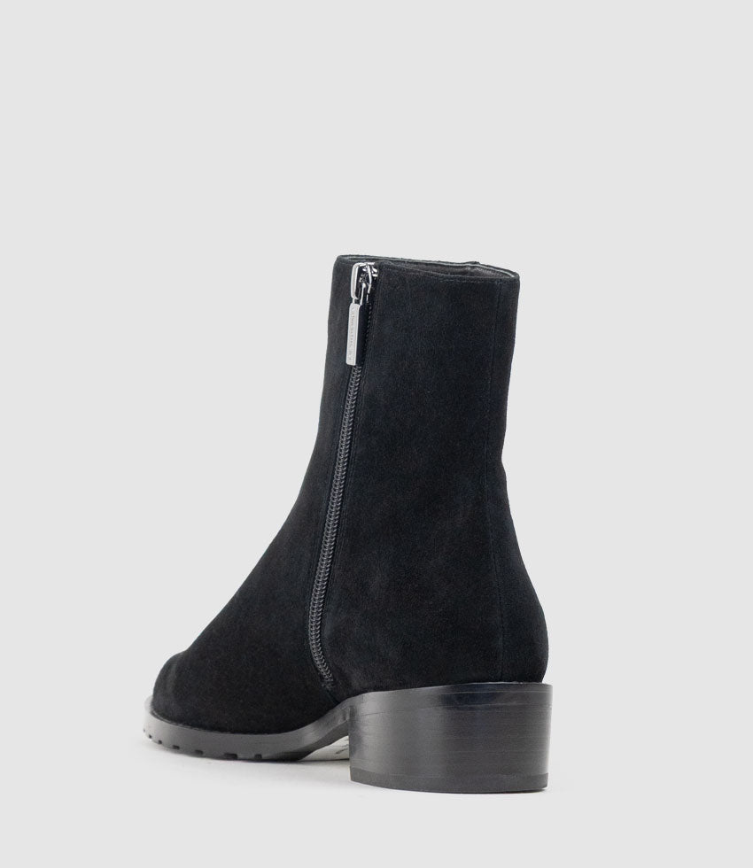 WARREN30 Ankle Boot in Black Suede - Edward Meller