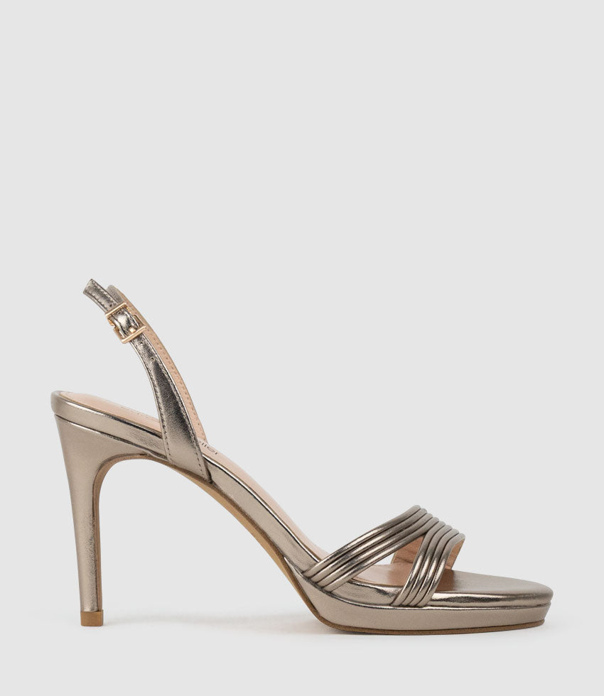 WENDEZ90 Tubed Strapless Platform Sandal in Pewter - Edward Meller