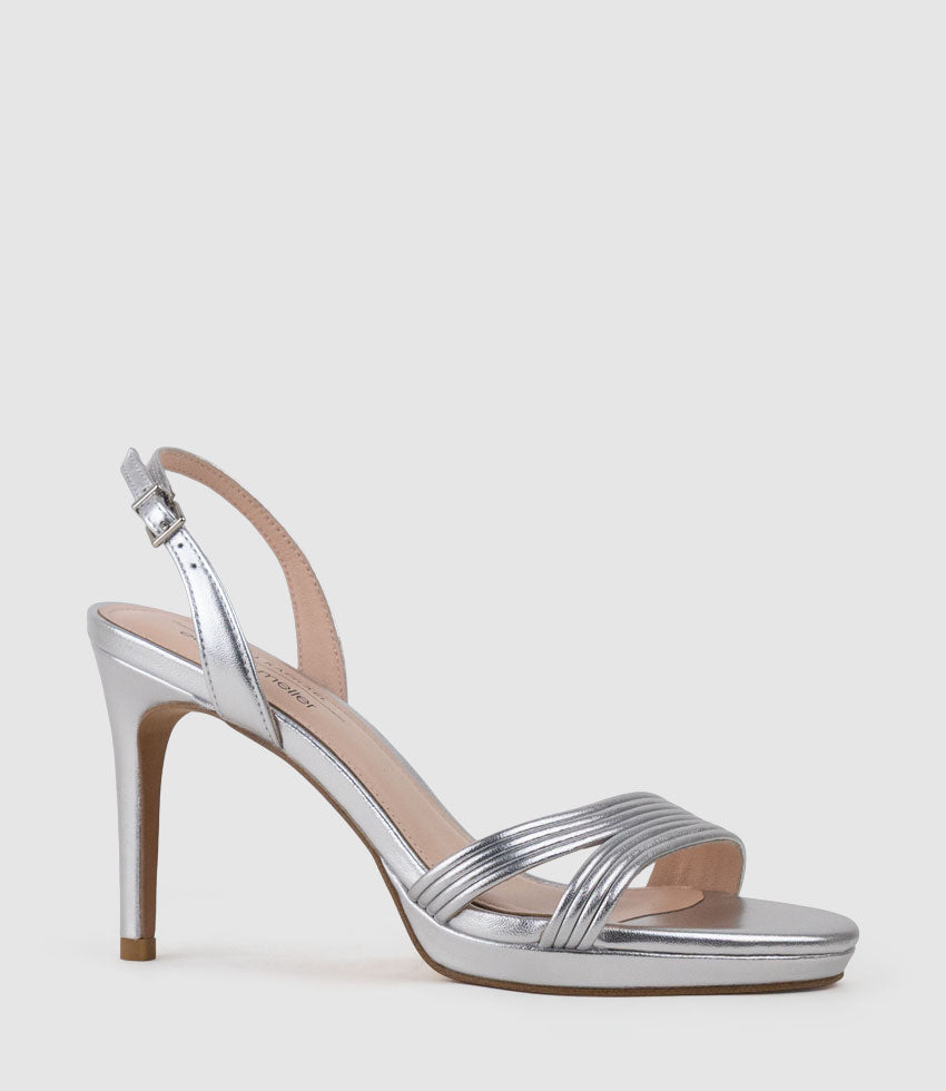 WENDEZ90 Tubed Strapless Platform Sandal in Silver - Edward Meller