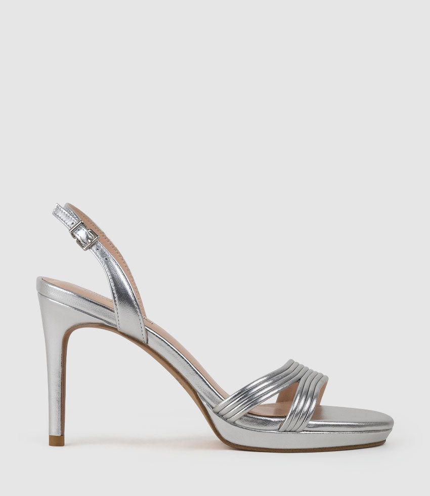 WENDEZ90 Tubed Strapless Platform Sandal in Silver - Edward Meller