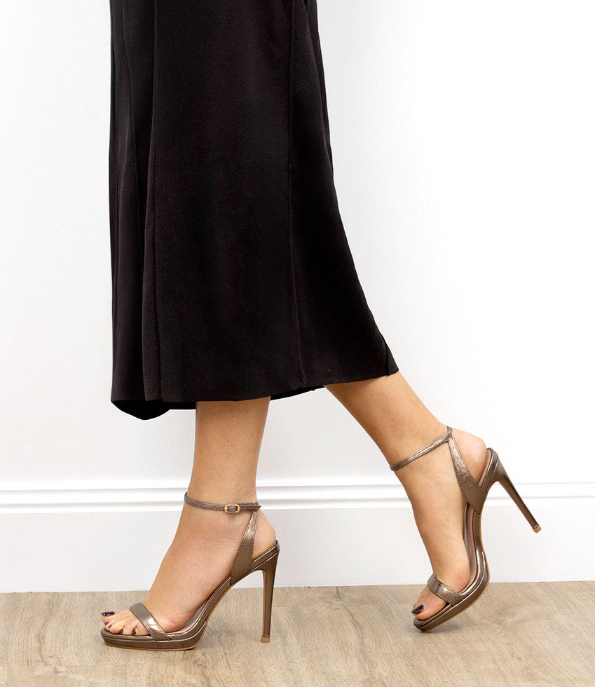 WHISPER110 Single Strap Platform Sandal in Bronze - Edward Meller