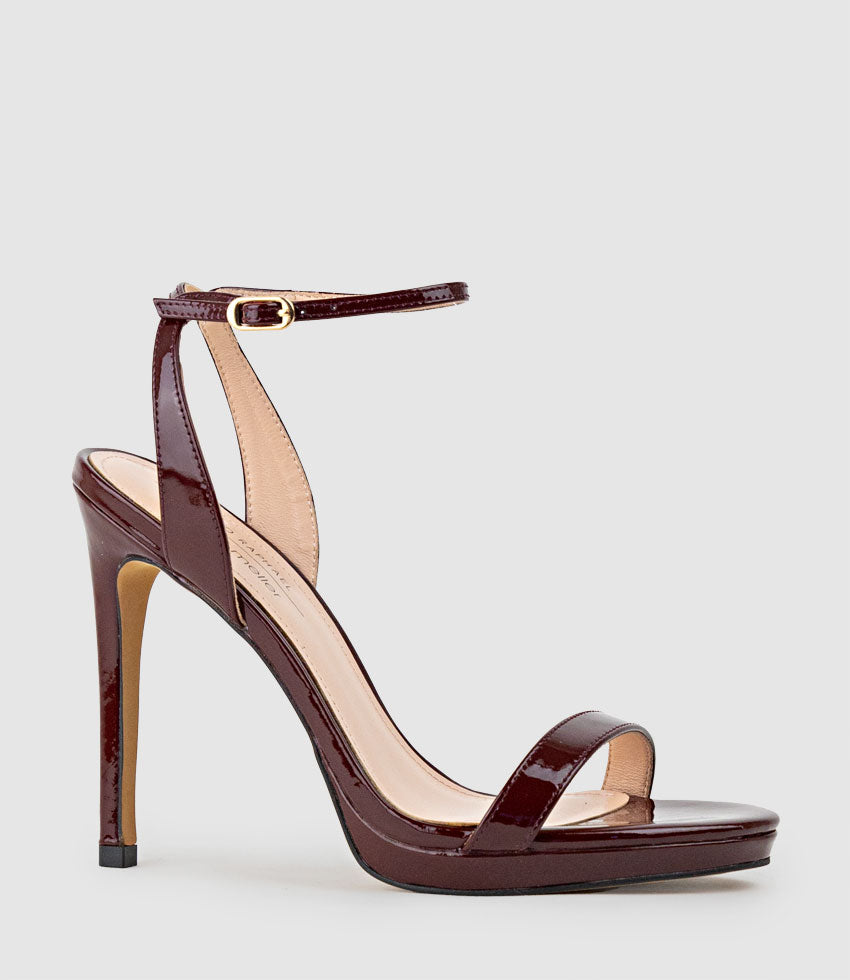 WHISPER110 Single Strap Platform Sandal in Wine Patent - Edward Meller