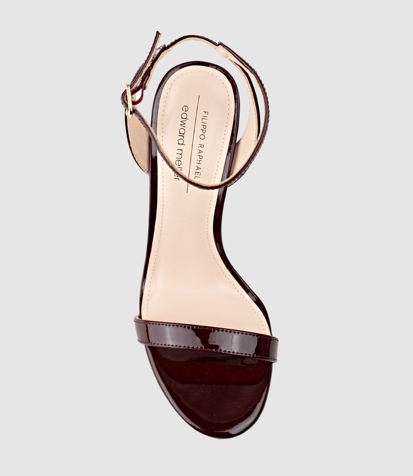 WHISPER110 Single Strap Platform Sandal in Wine Patent - Edward Meller