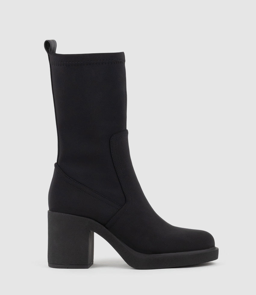 WHITFORD85 Stretch Ankle Boot on Unit in Black Fabric - Edward Meller