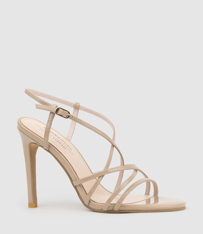 WILLA100 Strappy Sandal in Nude Patent - Edward Meller