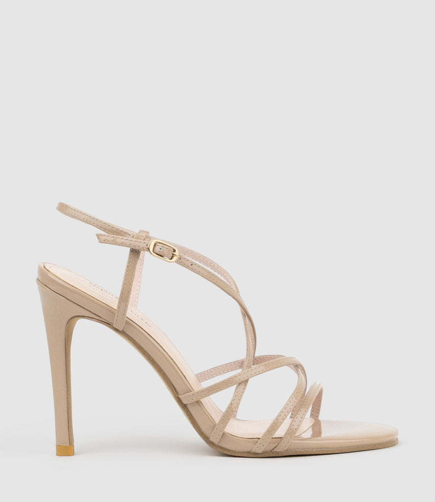 WILLA100 Strappy Sandal in Nude Patent - Edward Meller