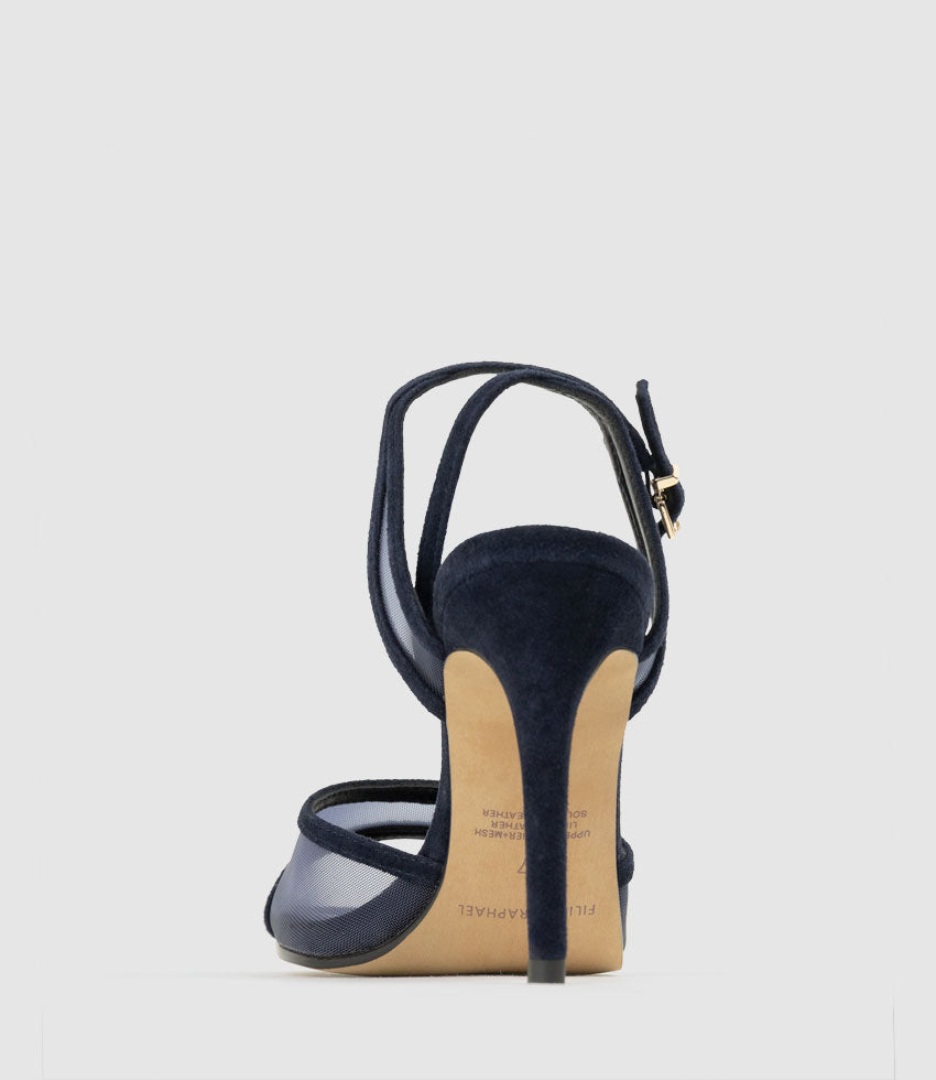 WISH100 Mesh Sandal in Navy Suede