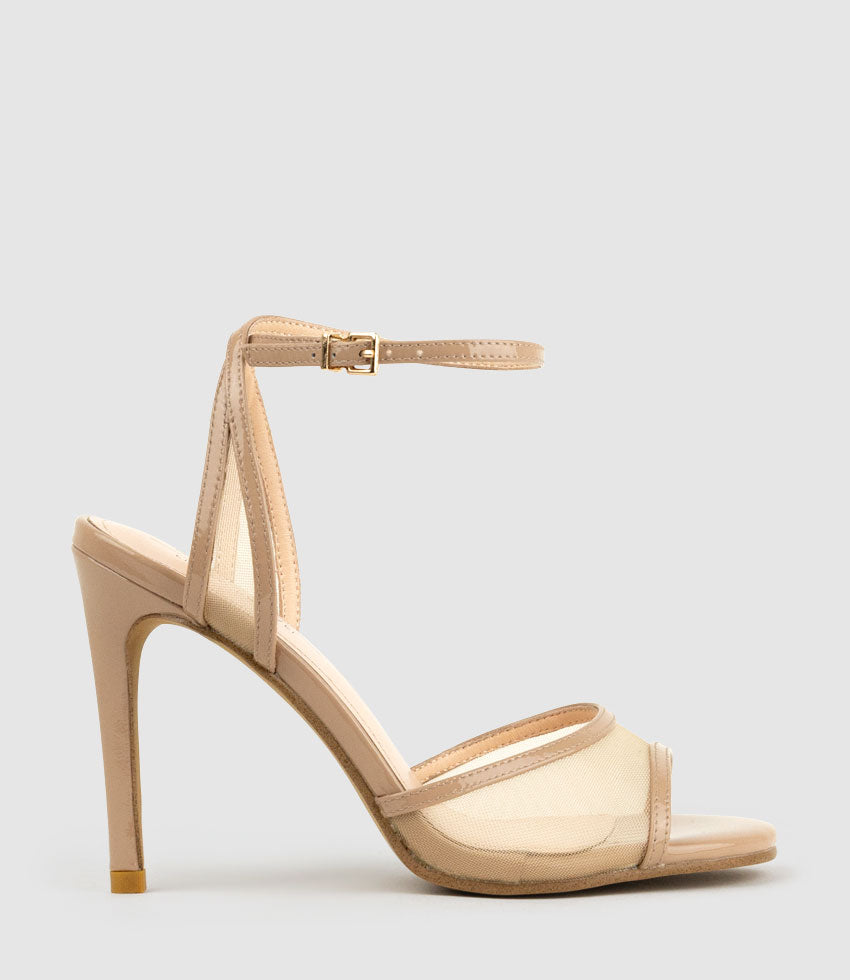 WISH100 Mesh Sandal in Nude Patent - Edward Meller