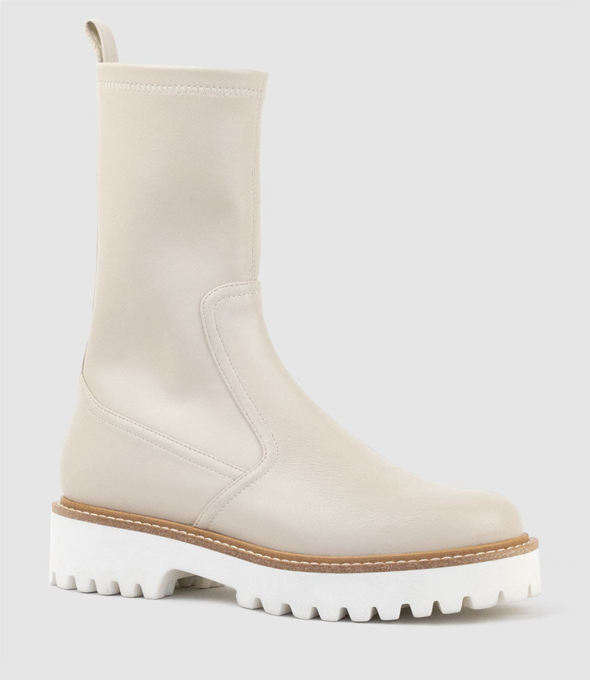 WORSLEY Stretch Ankle Boot on Unit in Beige - Edward Meller