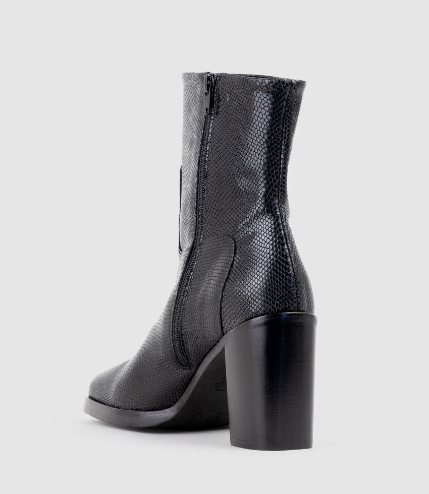 XINA90 Ankle Boot in Black Reptile