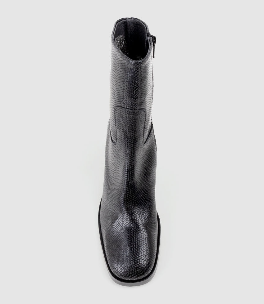 XINA90 Ankle Boot in Black Reptile