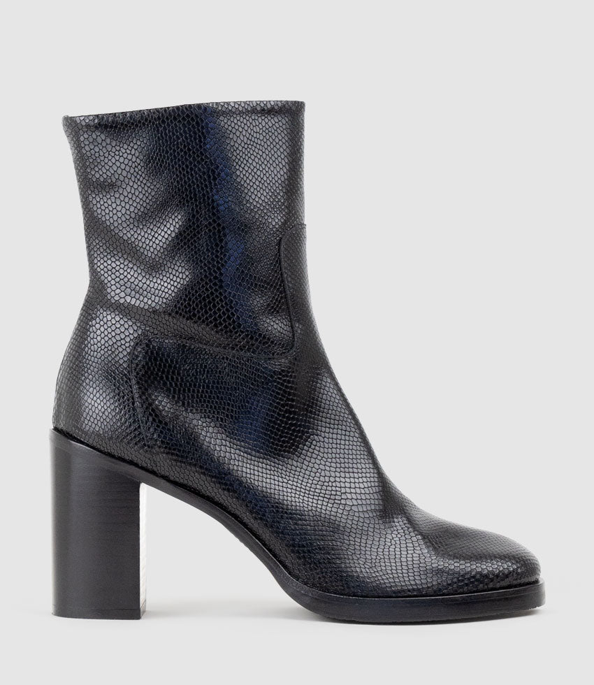 XINA90 Ankle Boot in Black Reptile