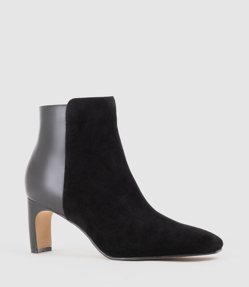 ZAYNE70 Half and Half Ankle Boot in Black Suede Combo