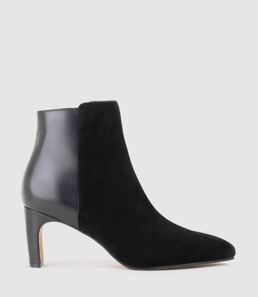 ZAYNE70 Half and Half Ankle Boot in Black Suede Combo