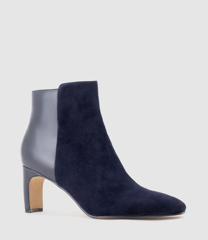 ZAYNE70 Half and Half Ankle Boot in Navy Suede Combo