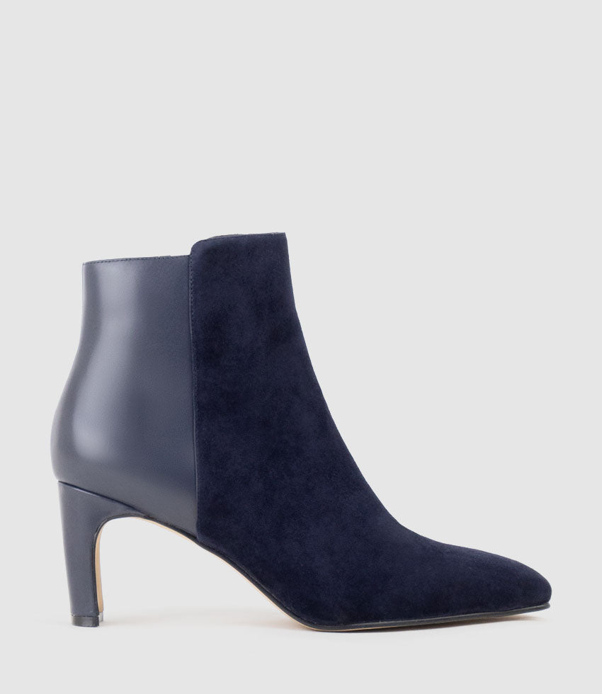 ZAYNE70 Half and Half Ankle Boot in Navy Suede Combo