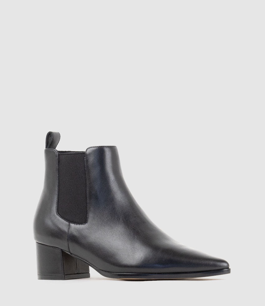 ZENIA45 Ankle Boot with Gusset in Black - Edward Meller