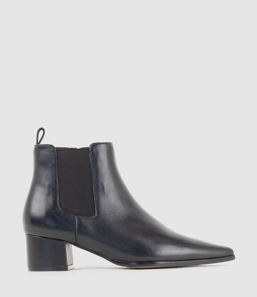 ZENIA45 Ankle Boot with Gusset in Black - Edward Meller