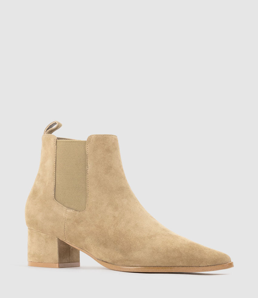 ZENIA45 Ankle Boot with Gusset in Cashew Suede - Edward Meller