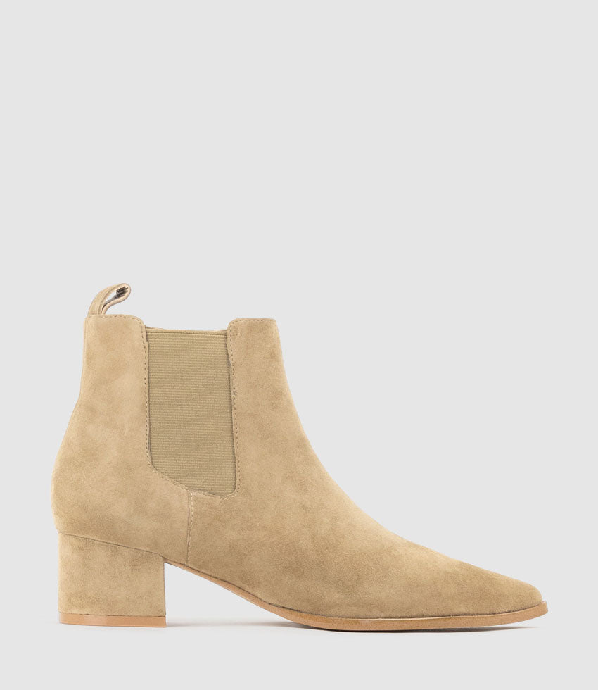 ZENIA45 Ankle Boot with Gusset in Cashew Suede - Edward Meller