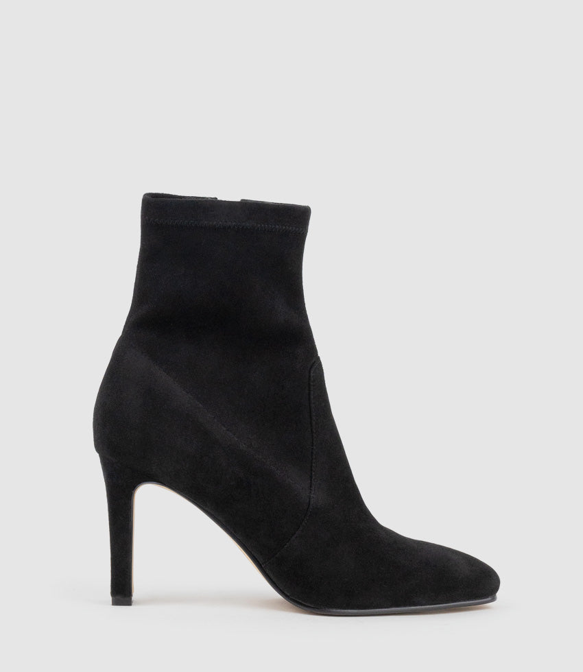 ZENAS85 Square Toe Ankle Boot in Black Suede - Edward Meller