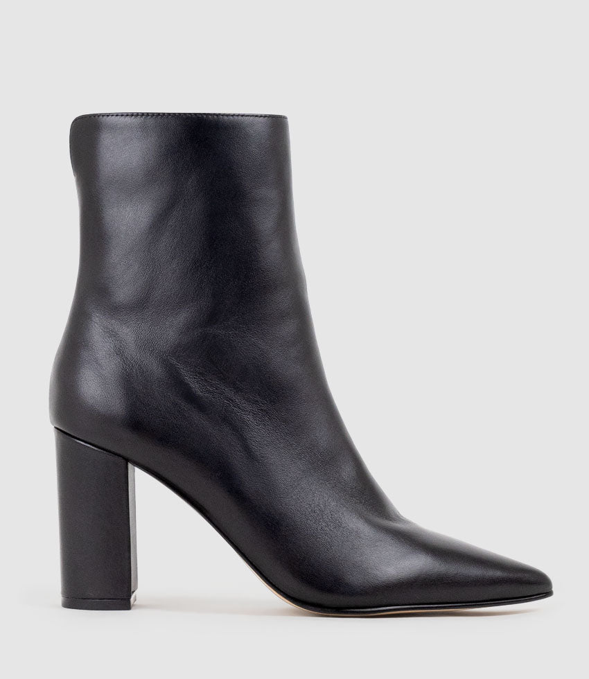 ZIARA85 Block Heel Ankle Boot in Black - Edward Meller