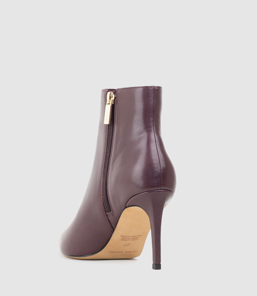 ZYAIR85 Stiletto Ankle Boot in Bordeaux Calf - Edward Meller