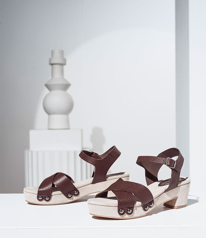 SAMSA65 Studded Sandal on Unit in Brown - Edward Meller