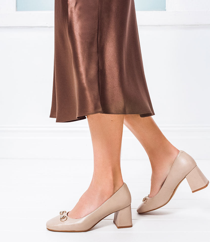 BLYTHE65 Square Toe Pump with Hardware in Nude - Edward Meller