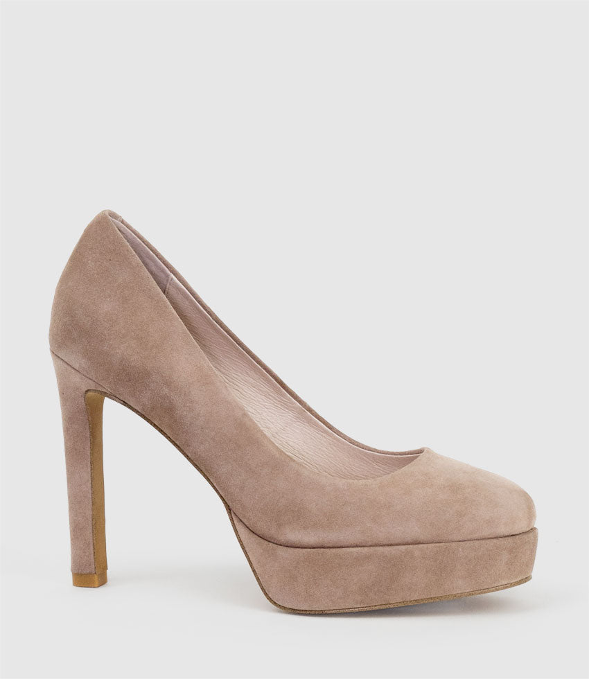 CIARA110 Platform Pump in Nude Suede - Edward Meller