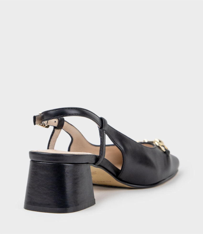 CLEMENTINE45 Closed Toe Sling with Hardware in Black - Edward Meller