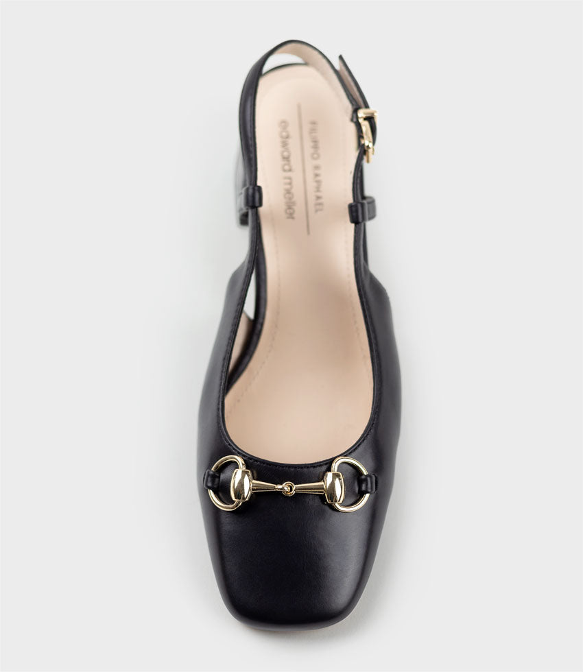 CLEMENTINE45 Closed Toe Sling with Hardware in Black - Edward Meller