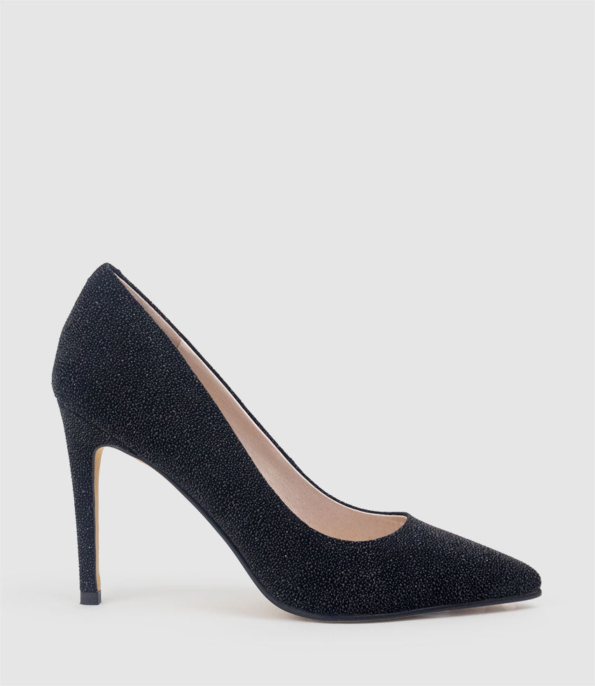GAGA 100mm Pointed Toe Pump in Black Speckle - Edward Meller