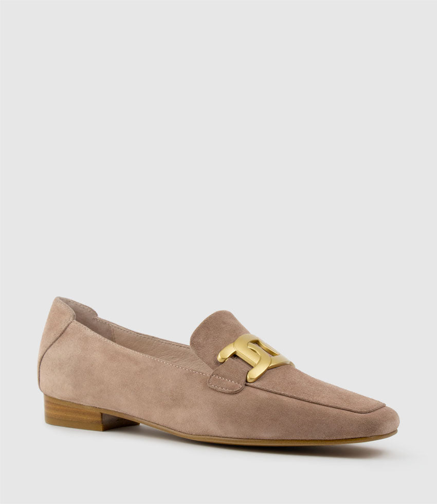 GRADY Moccasin with Hardware in Nude Suede - Edward Meller