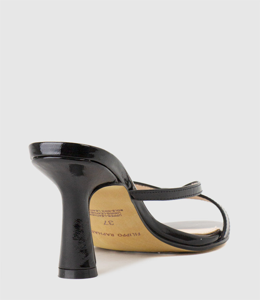 IMANI75 Fine Heel Slide in Black Patent - Edward Meller