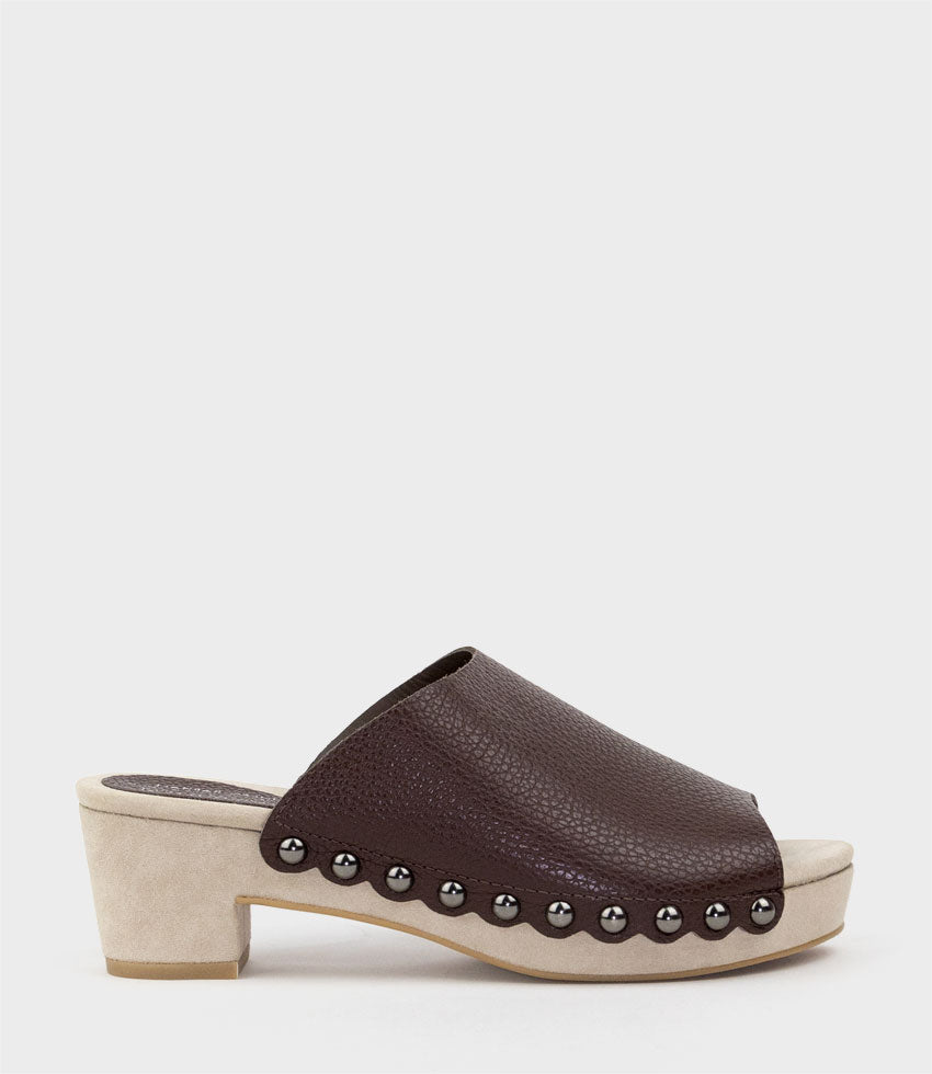 INARA65 Studded Slide on Unit in Brown - Edward Meller