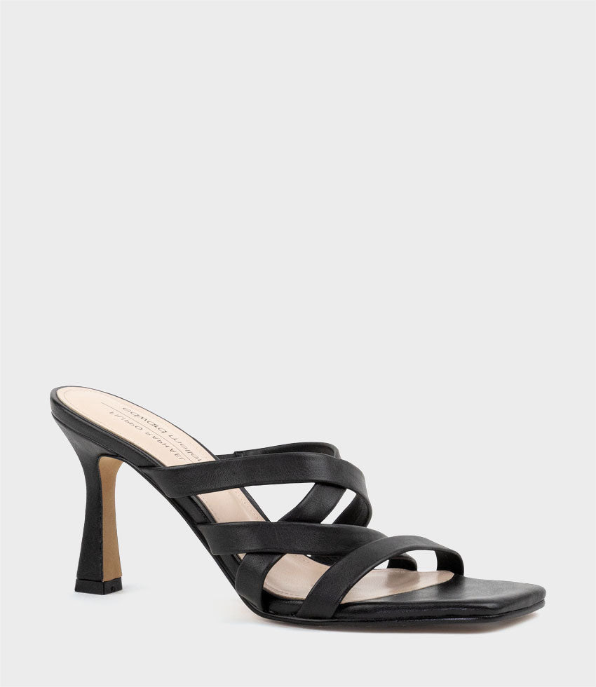 INDIE80 Square Toe Strappy Slide in Black - Edward Meller