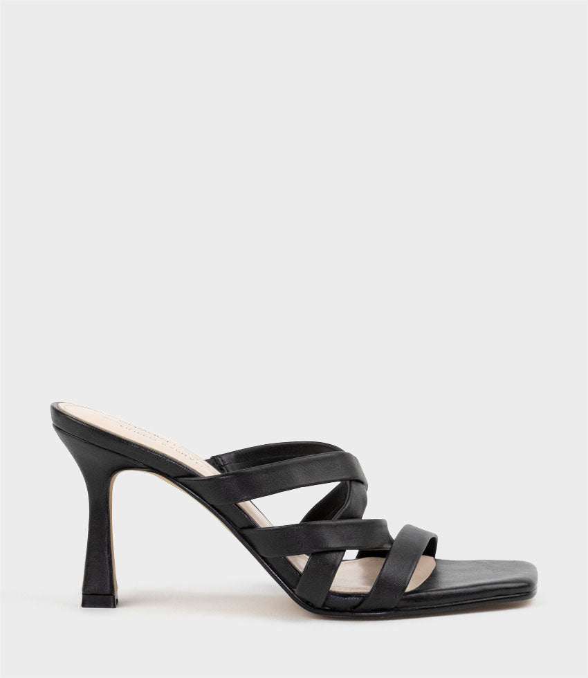 INDIE80 Square Toe Strappy Slide in Black - Edward Meller