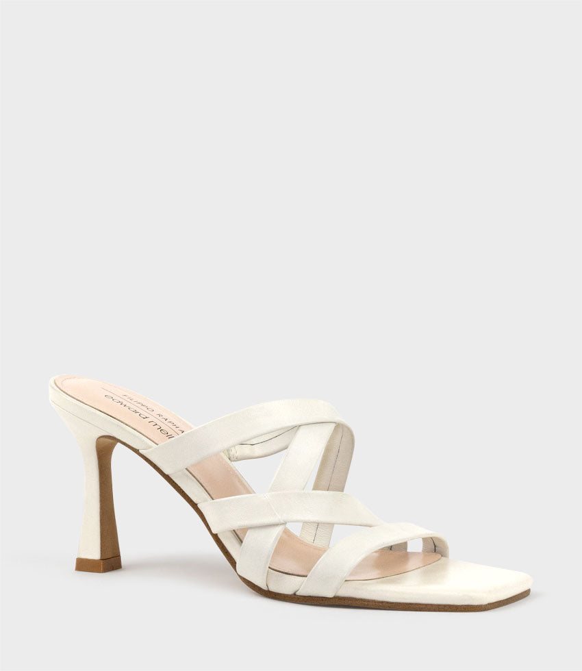 INDIE80 Square Toe Strappy Slide in Offwhite - Edward Meller