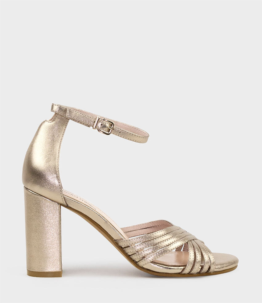 rose gold block sandals