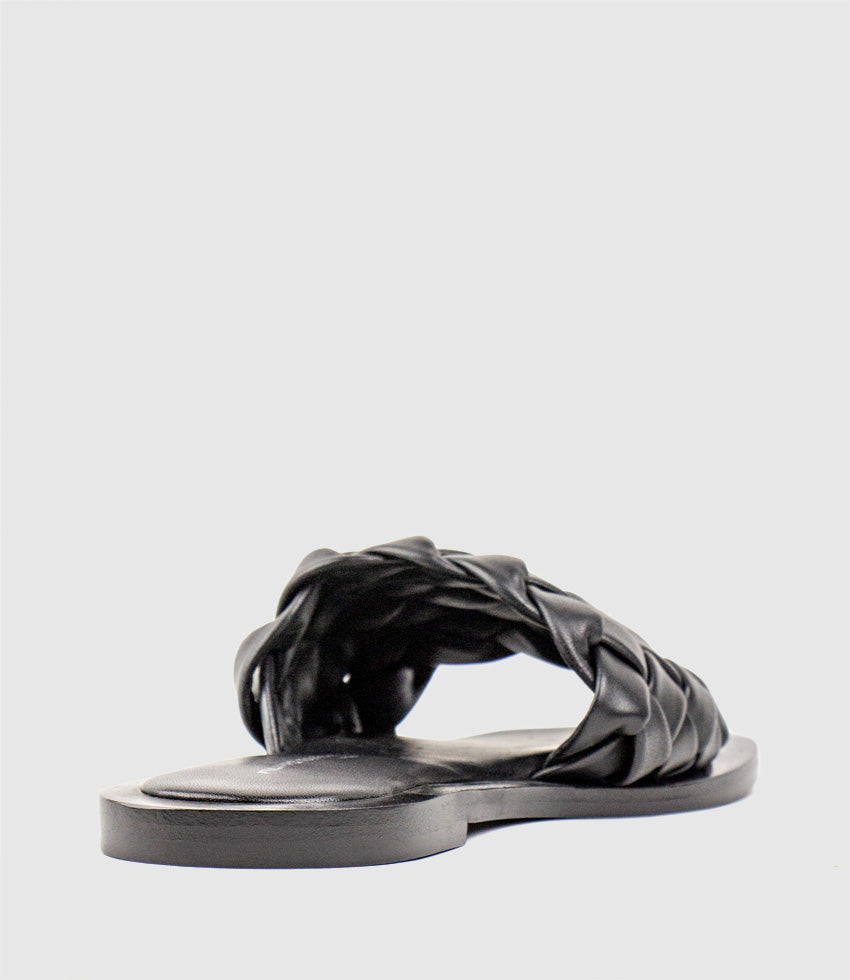 KEIRA Woven Simple Slide in Black - Edward Meller