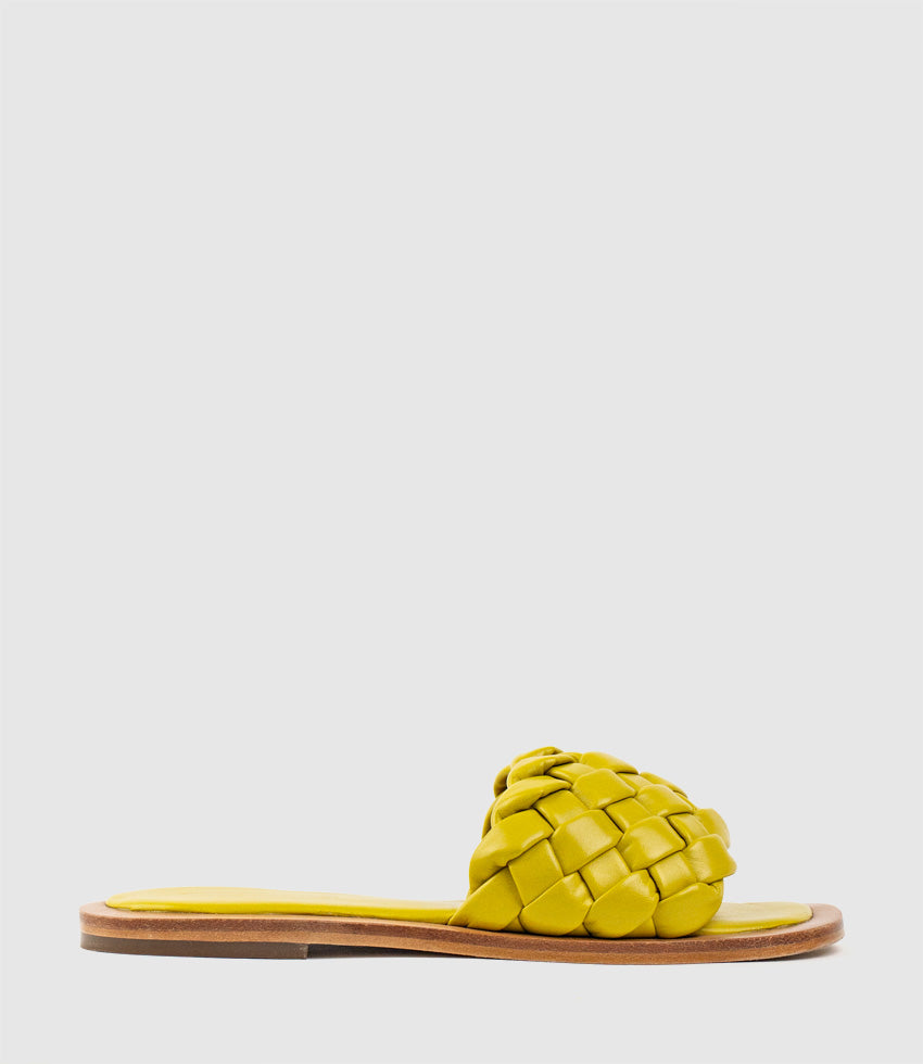 KEIRA Woven Simple Slide in Lemon - Edward Meller