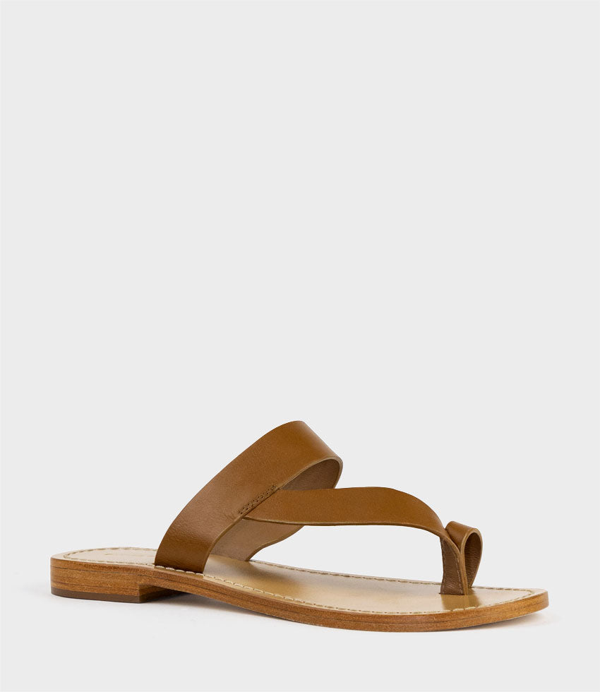 KIRABEE Toe Thong Slide in Tan - Edward Meller