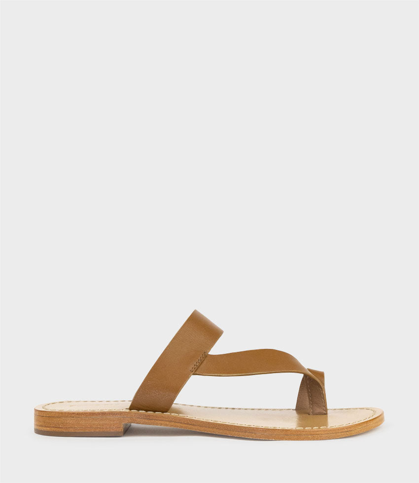 KIRABEE Toe Thong Slide in Tan - Edward Meller