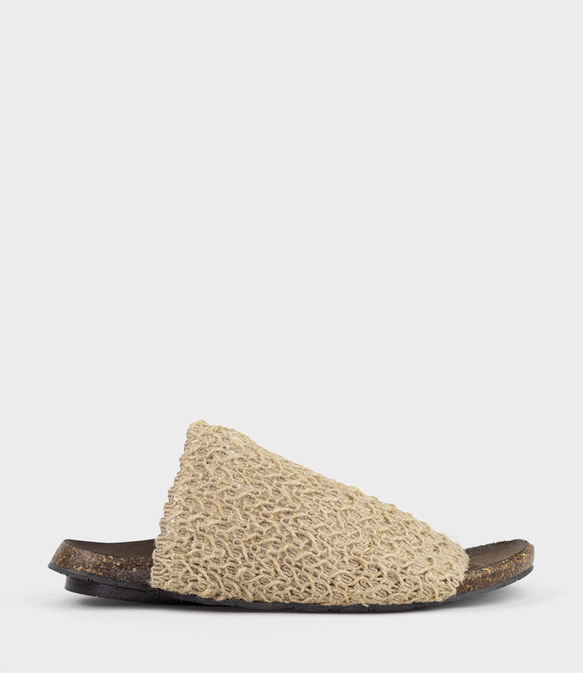 KYNDRA Textured Slide on Footbed in Natural - Edward Meller